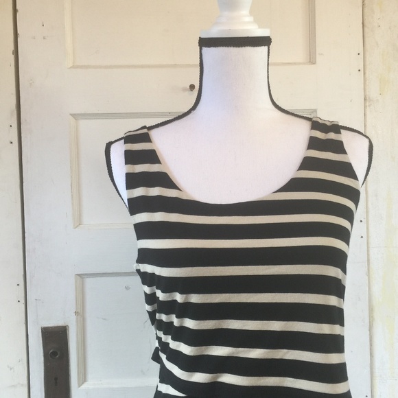 Ann Taylor Loft Black and Ivory Striped Dress - Picture 2 of 6
